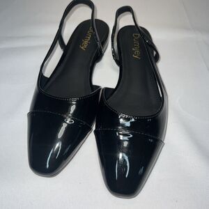 Women’s Dress Shoes Black Size 7.5 Strap Wedge Party Dumjey Leather & Patent NEW